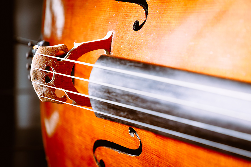 Nahaufnahme eines Violoncellos