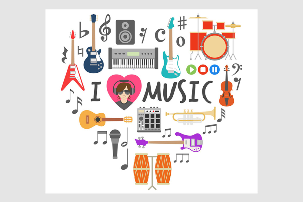 Symbolbild: Musikinstrumente in Herzform